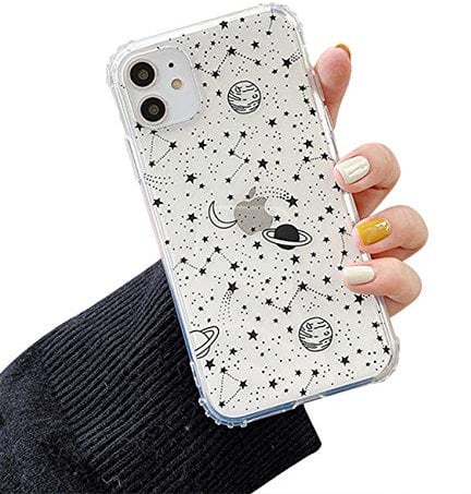 Bakicey für iPhone 11 Hülle, iPhone 11 Transparent Dinosaurier Muster Weiche Silikon Handyhülle Fallschutz TPU Schutzhülle Case Cover für iPhone 11 (6,1''), Mond schwarz