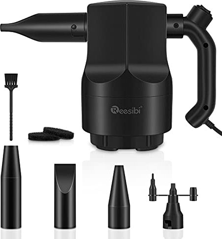 Reesibi Kit Bombe d'air Comprimé électrique Puissant, Dépoussiéreur Multifonctionnel à Air Comprimé, Aspirateur pour Accueil, Bureau, Nettoyage de Voiture, Remplace les Bouteilles d'air Comprimé