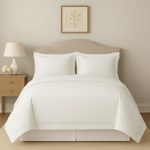 eBeddy Linens Weißes einfarbiges Bettbezug-Set, King-Size-XL, 116 x 98 cm, Größe 800, zertifizierte ägyptische Baumwolle, luxuriös, weich und atmungsaktiv, Bettdeckenbezug und 2 Kissenbezüge mit