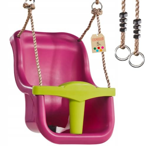 TRIBECCO Columpio infantil para bebés, columpio de plástico para bebés y niños pequeños (rosa (brezo) soporta hasta 50 kg
