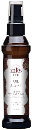 MKS Eco Oil Light, Original - 2 fl oz - Haarstyling-Elixier - Marokkanisches Arganöl, Hanfsamenöl - Ideal für feines Haar - Spendet Feuchtigkeit, pflegt das Haar und kontrolliert Frizz