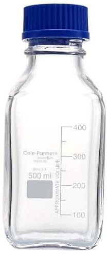Cole-Parmer Plus Class A Glasflaschen, quadratisch, 500 ml, 10 Stück