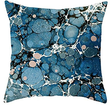 Homxi Deko Kissenhülle 45x45 cm,Couchkissen Set Polyester Steinmuster Loungekissen Blau