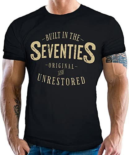 Gasoline Bandit Original Biker Racer Motorrad T-Shirt: Born in the Seventies - Vintage Retro Style