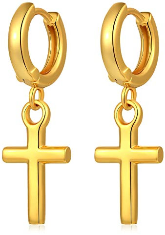 Kreuz Ohrringe Gold Herren Kreuz Creolen Gold Ohrringe Herren Ohrhänger Silber Männer Ohrring Silber