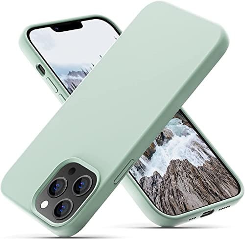 OitiYaa Liquid Silicone Case Compatible with iPhone 13 Pro Case,Full Body Protection,Ultra Slim Shockproof Phone Case with Soft Anti-Scratch Microfiber Lining,6.1 inch, Mint Green