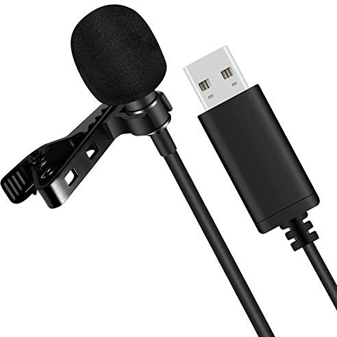 KOKSII Universal USB Microphone Lavalier Microphone Clip-on Computer Mic Plug and Play Omnidirectional Mic