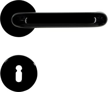 Buddy4Home house accessoires Türgriff Bundbart Türgarnitur Türbeschlag U-Form Rosette Kunststoff Schwarz Türdrücker Türklinke Drückergarnitur Türbeschläge Innentüren Set Türgriffe