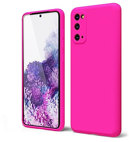 oakxco für Samsung Galaxy S20 Hülle Silikon Case mit Kameraschutz, Ultra Dünn Bunt Handyhülle Mädchen, Einfarbig Handy Hülle Slim Schutzhülle, Matt TPU Weich Gummi Silikonhülle Bumper, Neon Hot Pink