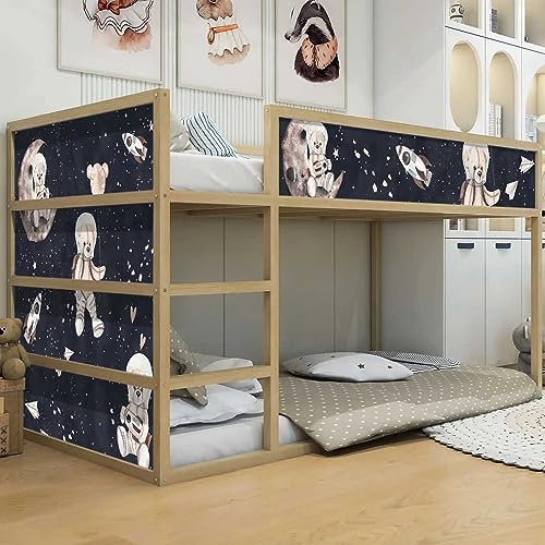 WANDKIND Aufkleber für IKEA KURA Kinderbett Hochbett Klebefolie Möbelfolie Sticker Kinderzimmer Teddybär Astronaut (Möbel nicht inklusive) IKB501 (2 Sticker Set)
