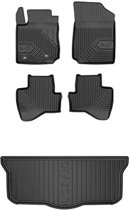 FROGUM EIN Satz Gummimatten Auto Fußmatten und Kofferraumwanne Kofferraummatte für Toyota Aygo II 2014-2022 | Hohe Kante | Robust und langlebig