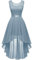Berylove Damen Spitze A-Linie Kleid Vokuhila Kleid Kleid Hochzeitsgast Prom Dresses Cocktailkleid Elegant Hochzeit Brautjungfernkleider BLP7035NC Grey Blue 2XL