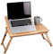 Mesa de Cama Ajustable para Ordenador portátil, 21,5 x 27,5 cm, Mesa de Cama Plegable, con Soporte para Bebidas y Ranura para Tablet, Madera de bambú, Color marrón
