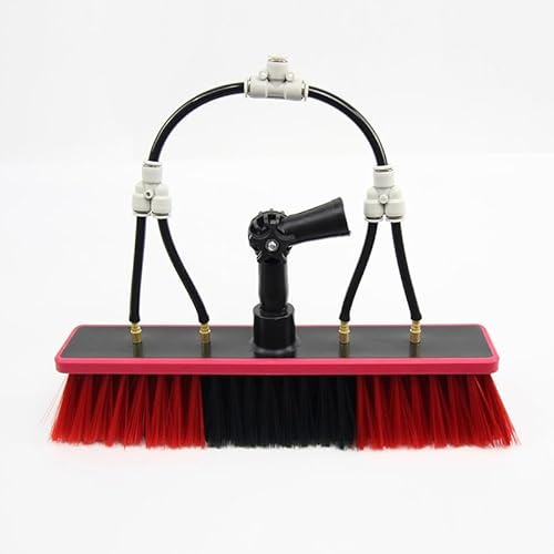 Window Cleaning Brush Head with Angle Adapter for Water Fed Pole Accessories Solar Panel Washing Water Flow Through compatible 3/4″ ACME/Euro German Thread（Without Pole） (brush-550)