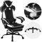 WOLTU Silla Gaming en Tela Transpirable, Ergonómica Silla Gamer con Reposapiés, Sillón Giratorio Videojuegos, Silla Oficina con Asiento Ancho y Cómodo para Personas Grandes, Negro + Blanco