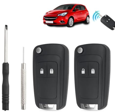 2 Pièces 2 Boutons Coque de Clé de Voiture Compatible avec Chevrolet Aveo Matiz Cruze Captiva Spark Orlando Trax Opel Vauxhall Astra Insignia Zafira Vectra Adam Kaskada Corsa Karl Meriva Boitier Clé