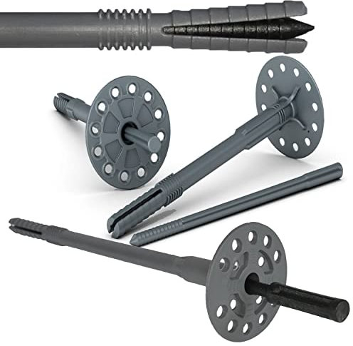 100 Stück Dämmstoffdübel (240mm x ∅ 10mm) Dübel Dämmdübel Tellerdübel mit Kunststoff Schlagdübel Fassadendübel Kunststoffnagel für wärmedämmung
