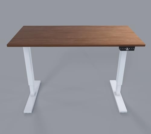 Bisley Home Tisch, Metall, Gestell 396 weiß Platte 008 Lincoln walnuss, Medium
