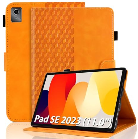 Hülle für Xiaomi Redmi Pad SE 2023 (11 Zoll) Tablet Schutzhülle Premium Ledertasche Folio Smart Case mit Auto Schlaf/Aufwach Stifthalter Kartensteckplatz für Xiaomi Redmi Pad SE, Orange