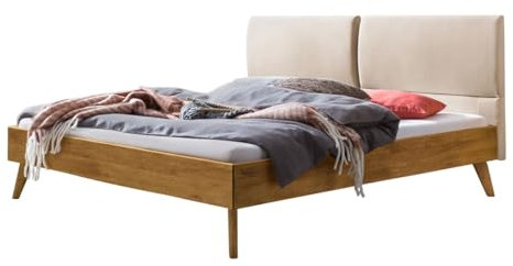 Hasena Massivholzbett Matteo 25 Wildeiche Kopfteil beige 140x200