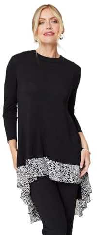 Izabel London Animal Print High Low Jersey Top Round Neck, Long Sleeves and Longline fit.