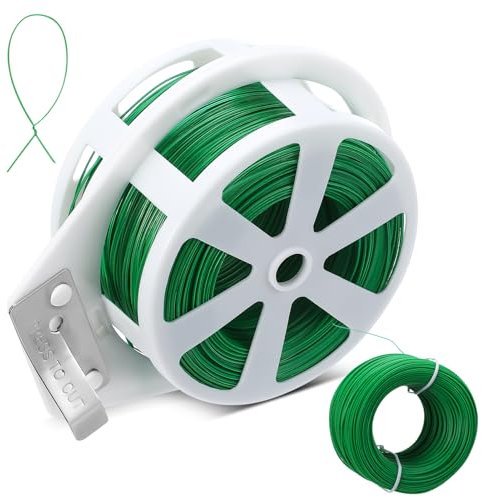 Meng Jiaran Green Garden Wire, 300m Plant Ties, Plastic Coated Iron Wire with Cutter, Garden Twine for Climbing Plants, Vines, Shrubs and Flowers