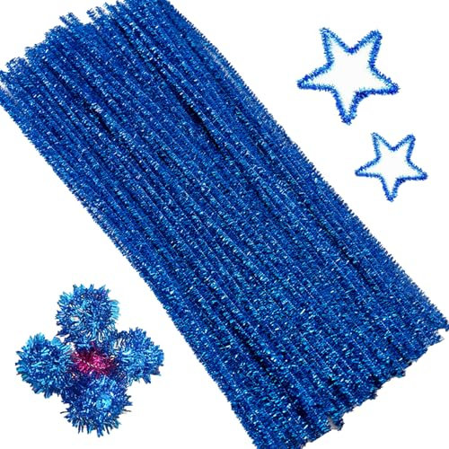 100 Piezas Limpiapipas,Limpia Pipas para Manualidades,Limpiapipas Manualidades,Limpia Pipas,Alambre de Chenilla Colores,para Manualidades y Decoraciones DIY,30cm x 6mm,Azul