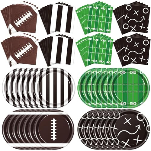 Zhehao 80 PCS Football Plates and Napkins Bulk, Football Party Supplies Set, Including Football Themed Paper Dinner Dessert Plates and Napkins for Football Birthday Party, Serve 24