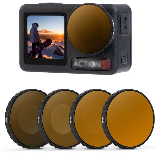 WalkingWay ND Filterset (ND8, ND16, ND32, ND64) für Action4 und Action5 - Hochwertiges Optisches Glas, Aluminiumrahmen, Kratzfest, Ideal für Outdoor- und Zeitlupenaufnahmen