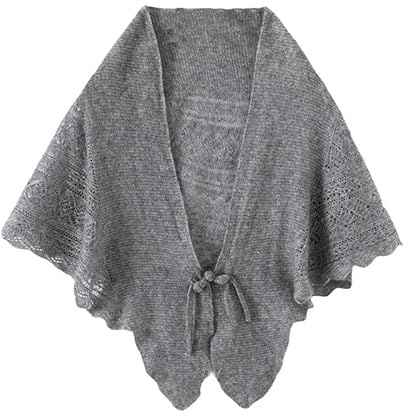 FWSHANGMAO Gehäkelter Schal für Damen, Einfarbig, Gehäkelter Umhang, Poncho mit Knöpfen, Dreieckiger Schal, Winter/Herbst, Schulterbedeckung für Bett, Sofa, Büro, Grau