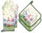 Arquiel Ofenhandschuh und Topflappen Frühling Gnom 4er Set, 100% Baumwolle Kochhandschuhe, Hitzebeständiger Küchenhandschuh Zum Kochen Backen Grillen Geschenk
