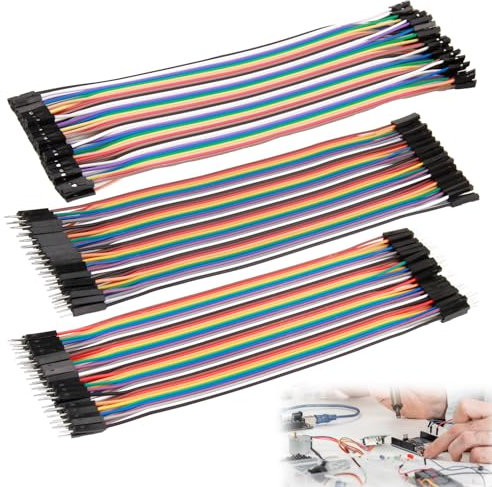 120 Pcs Multicolored Dupont Wire, 40pin-Female to Female, 40pin-Male to Female and 40pin Male to Male Dupont Breadboard Ribbon Cables Jumper Wires Compatible with Arduino