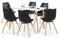 LafeuR Esszimmergruppe Esstisch mit 6 Stühle Essgruppe, 110cm Rechteckig Küchentisch und 6er Set Esszimmerstühle für Küche Esszimmer Wohnzimmer (Marmor Tisch+6 Schwarz Stühlen)