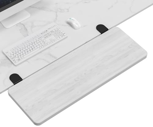 Sisyphy - Bandeja Extensible Ergonómica para Escritorio, 75x24 cm, Sin Punción, Abrazadera, Cajonera Plegable para Teclado, Montaje en Mesa, Reposabrazos y Muñecas, Estante, Soporte para Codo de