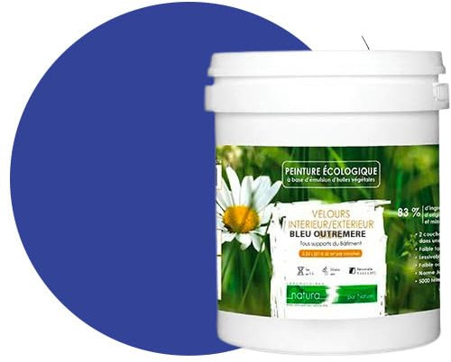 BOX DECO COULEURS Peinture naturelle écologique intérieur extérieur aspect velours Natura - 1L, Bleu Outremer