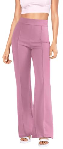Zhiaek Schlaghose Damen Locker Hohe Taille Bootcut Stretch Hose Elegant Flared Leggings Damen Dehnbar Freizeit Jazzpants Rosa L