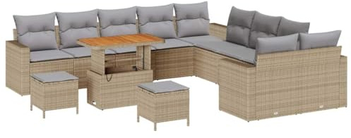 vidaXL Gartensofa-Set 17 STK. 10-Sitzanzahl Beige und Hellgrau