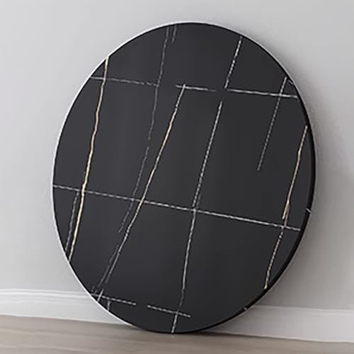 Dijateman Runder Marmor Drehplatte für Küchen, 60 70 80 90 100cm Großer esstisch Rotierendes Tablett, Küchen/esstisch Mittelstück Teller, 360° Drehbar rutschfeste Drehplatte(Black Gold,70cm(28in))