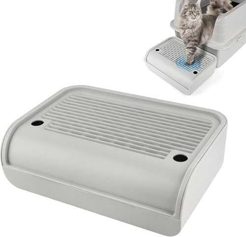 Kalolary Rampe de litière pour Chat avec Couche filtrante - Marches antidérapantes pour litière - Idéal pour Les Chats de Petite et Moyenne Taille (Gris Clair Élevé)