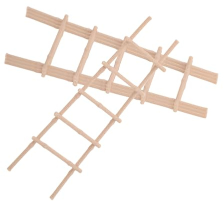VANZACK 4 Stück Mini Leiter Modell Dekor Puppenhaus Treppe DIY Landschaftsleiter Miniaturen Puppenhaus Zubehör Miniatur Miniatur Leiter Zubehör Hellbrauner Kunststoff