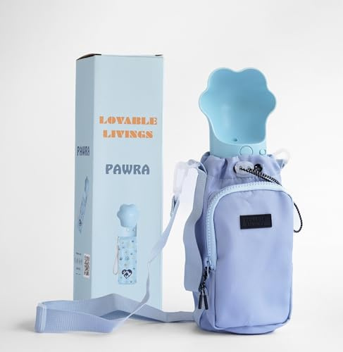 PAWRA Portable Dog Water Bottle 18oz/530ml - Premium Insulated Stainless Steel Travel Pet Bottle with Paw Lid for Daily Walks & Hikes, Leak-Proof & Eco-Friendly, with carry bag