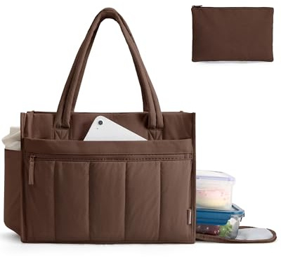 bagsmart Handtasche Damen Arbeitstasche Lunchtasche, Isolierted Kühlfach | 21L Leicht 15,6 Zoll Laptoptasche Aktentasche Lehrertasche Groß mit Vielen Fächern, Puffer Tasche für Schule Arbeit Uni