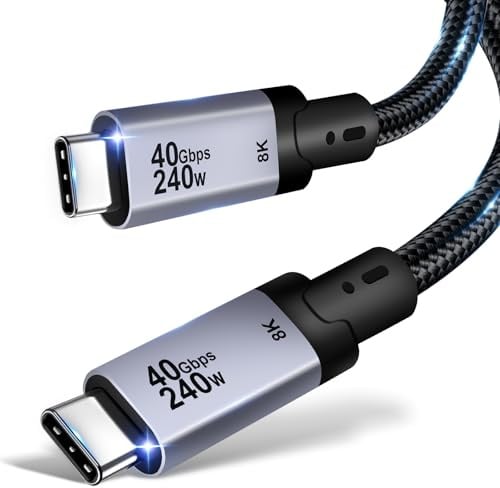 Cavo USB C, 240W 40 Gbps PD 3.1 Cavo USB Type-C Ricarica Rapida, Video 8K@60hz, Compatibile con USB 4 Thunderbolt 4/3 per iPhone 17/16/15 Pro Max Air, Galaxy S25/S24 Ultra, Laptop, iPad, Monitor- 1 m