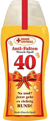 Spaß Duschbäder Duschgel Shampoo - zum 40. Geburtstag - Geschenk für Männer Frauen | Geburtstagsgeschenk mit Zahlen zum runden Geburtstag