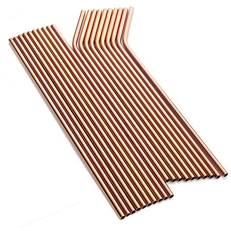 Buyer Star Lot de 20 pailles réutilisables en acier inoxydable pour smoothie Doré rose