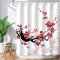 LIVILAN Rote Blumen-Duschvorhänge, Kirschblüte, Pflaume, asiatisch, japanisch, ästhetisch, Aquarell, traditionelle Tinte, Kunst, Duschvorhang, wasserdichter Stoff