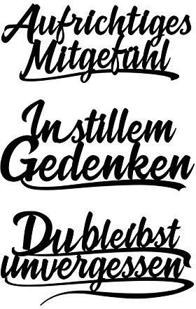 Ideen mit Herz Stanzschablonen, Schriften, Kondolenz 1, 3,6cm bis 8,3cm, 3 Stück
