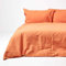HOMESCAPES Parure de lit en Lin lavé avec Housse de Couette 260x220 cm et 2 taies d'oreiller 50x75 cm, Coloris Orange