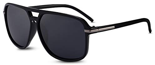 LumiSyne Herren Polarisiert Fahren Sonnenbrille Ultra Leicht Doppelte Brücke Quadratische Sonnenbrille UV 400 Schutz Sport im Freien Brillen Geschenkbox Schwarz