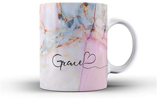 Personalised Marble Glitter Flowing Name with Heart Ceramic Mug - 2. Colourful Pastel Marble Name